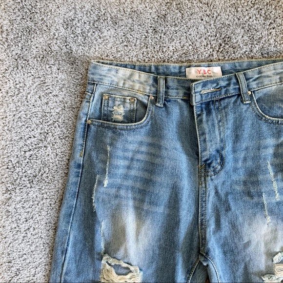 SheIn Distressed Light-washed Denim Pants - Picture 3 of 7